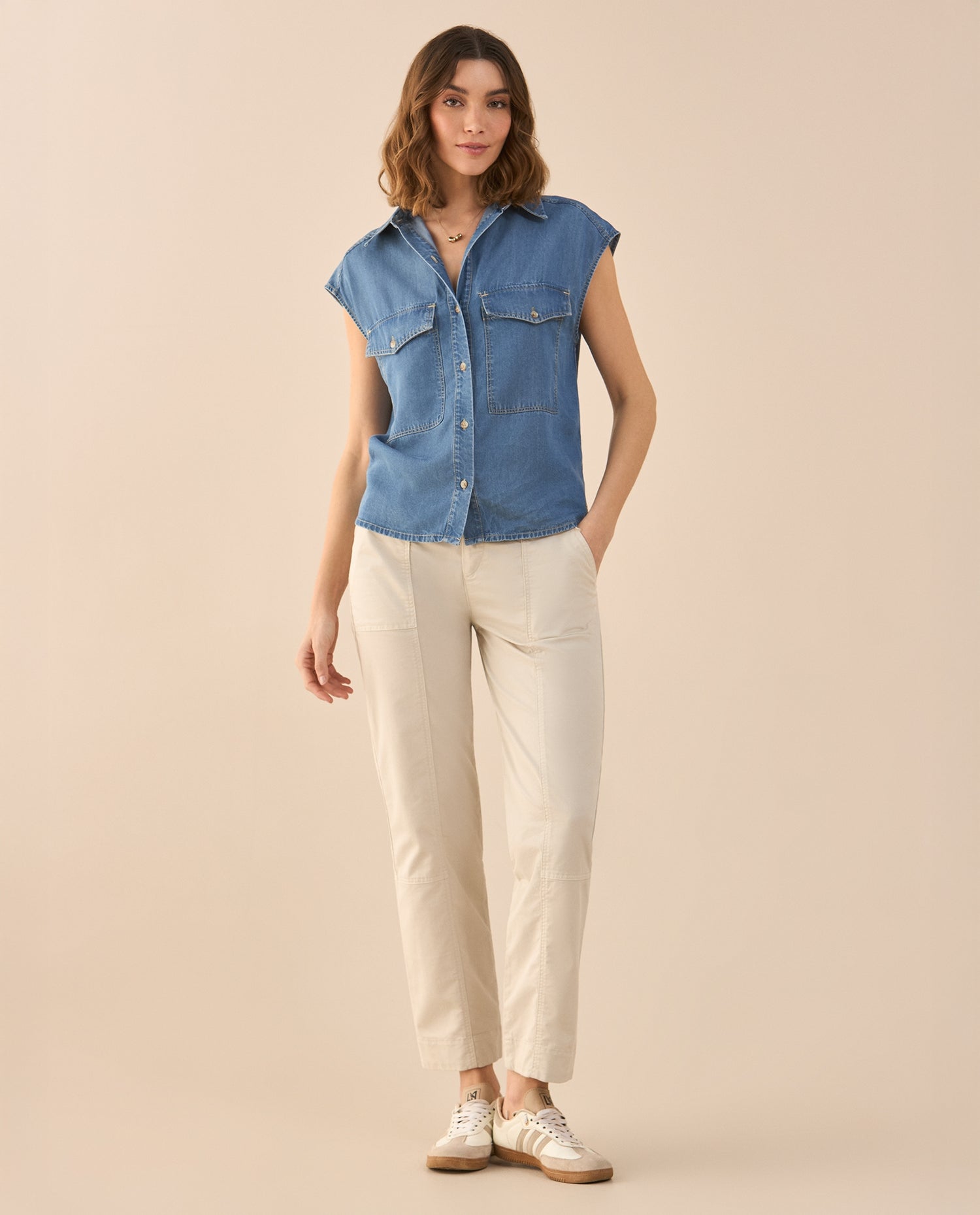 Camisa manga sisa para mujer - Azul