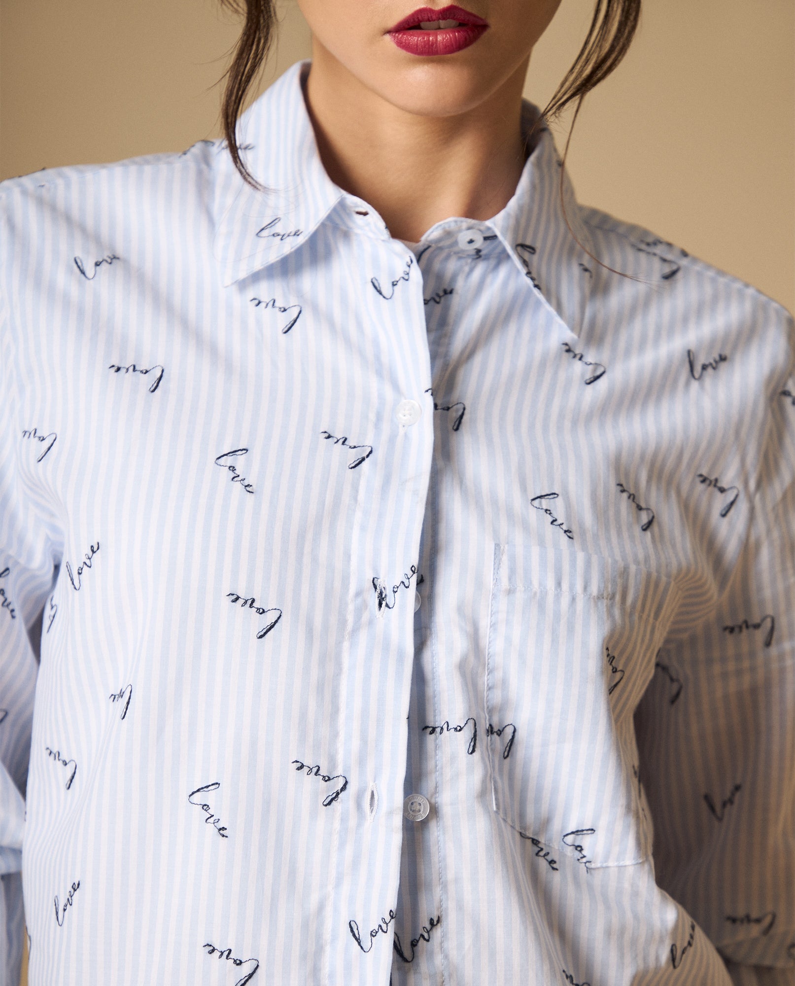 Camisa de cuello camisero manga larga en algodón - Azul 34_111H001_AZU134304_3