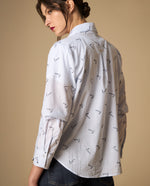 Camisa de cuello camisero manga larga en algodón - Azul