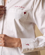 Camisa manga larga con bordado en pecho y puño - Blanco