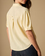 Camisa manga larga cuello camisero en viscosa-lino - Amarillo