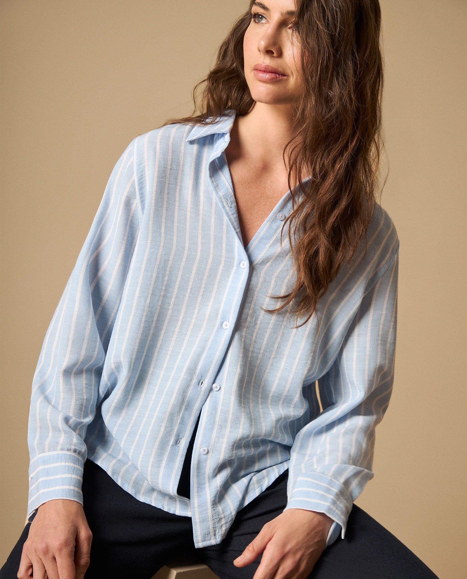 Camisa manga larga cuello camisero - Azul 34_111H005_AZU144115_0