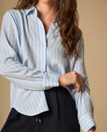 Camisa manga larga cuello camisero - Azul