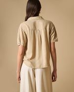 Camisa camisera manga corta con bolsillos - Beige