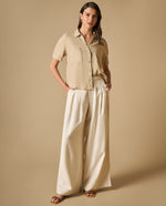 Camisa camisera manga corta con bolsillos - Beige