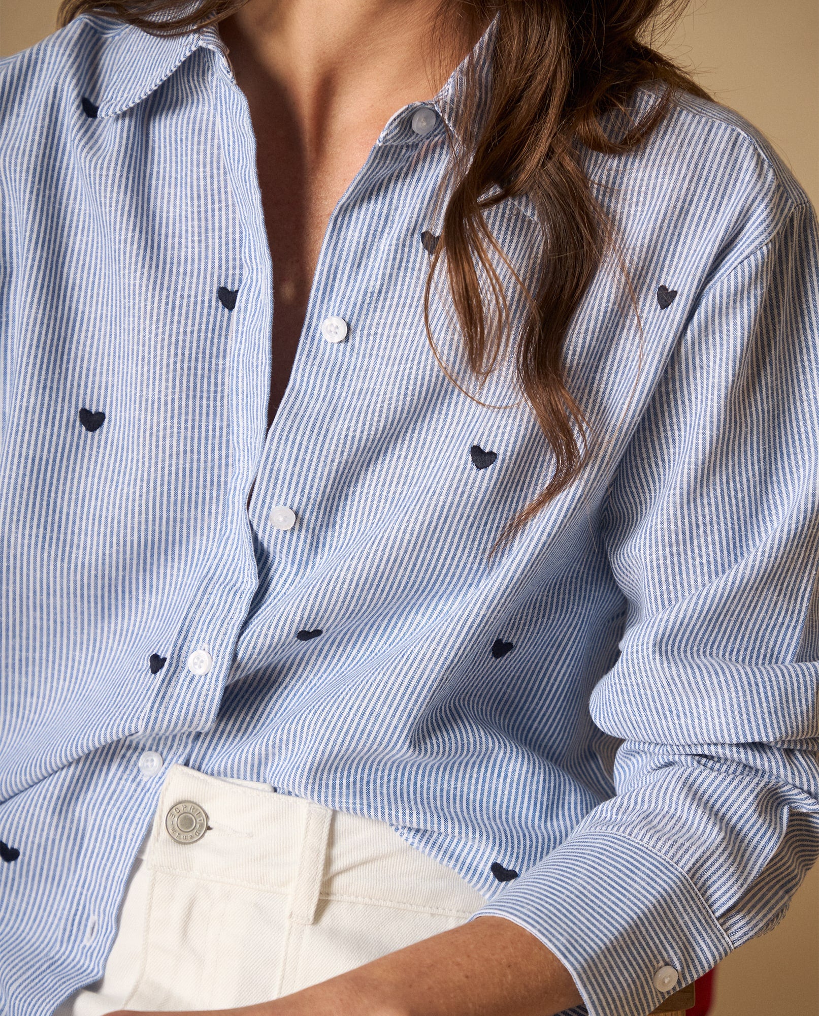 Camisa camisera manga larga en mezcla de algodón y lino - Azul 34_111H009_AZU144516_4