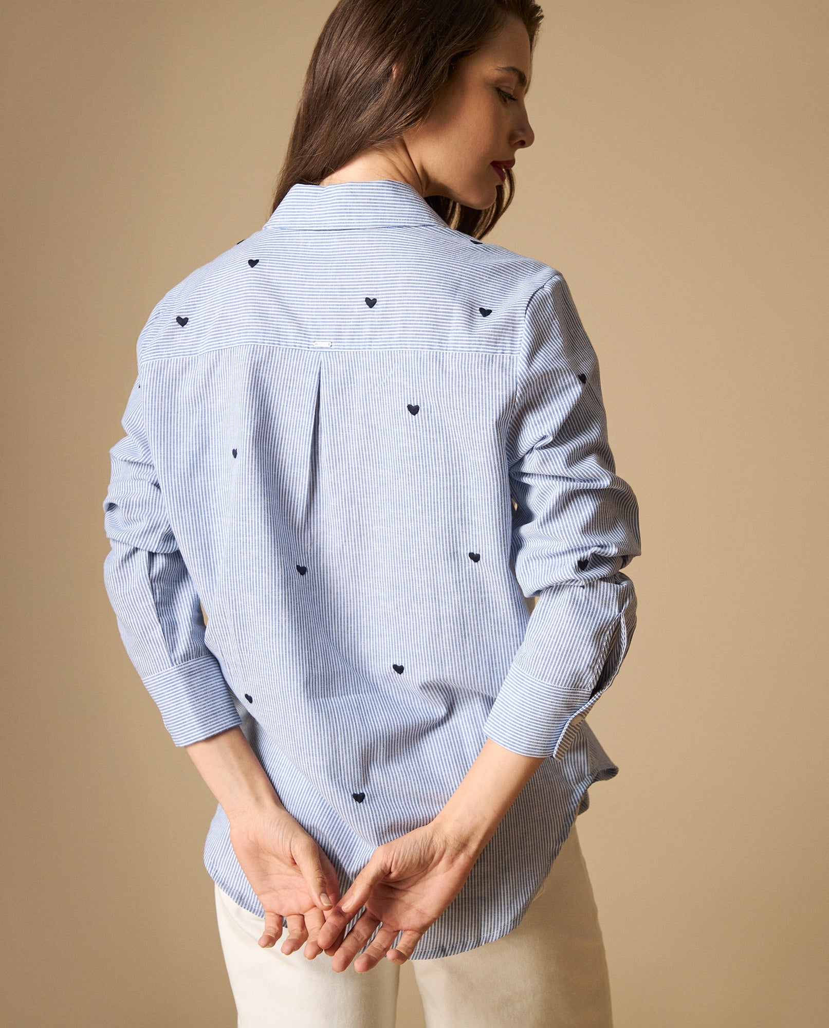 Camisa camisera manga larga en mezcla de algodón y lino - Azul 34_111H009_AZU144516_5