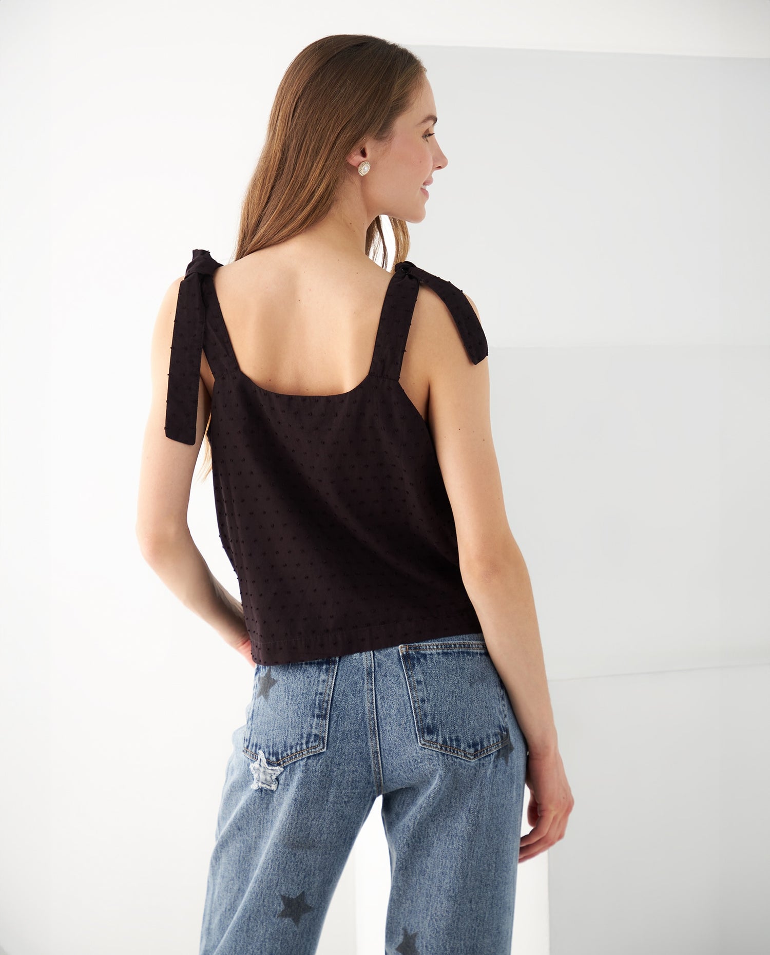 Camisa con escote recto para mujer - Negro