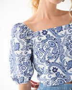 Camisa con escote recto para mujer - Azul