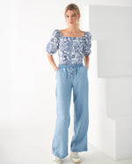 Camisa con escote recto para mujer - Azul