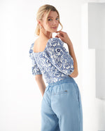 Camisa con escote recto para mujer - Azul