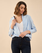 Camisa con apliques de piedras para mujer - Azul