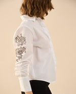 Camisa con apliques de piedras para mujer - Blanco