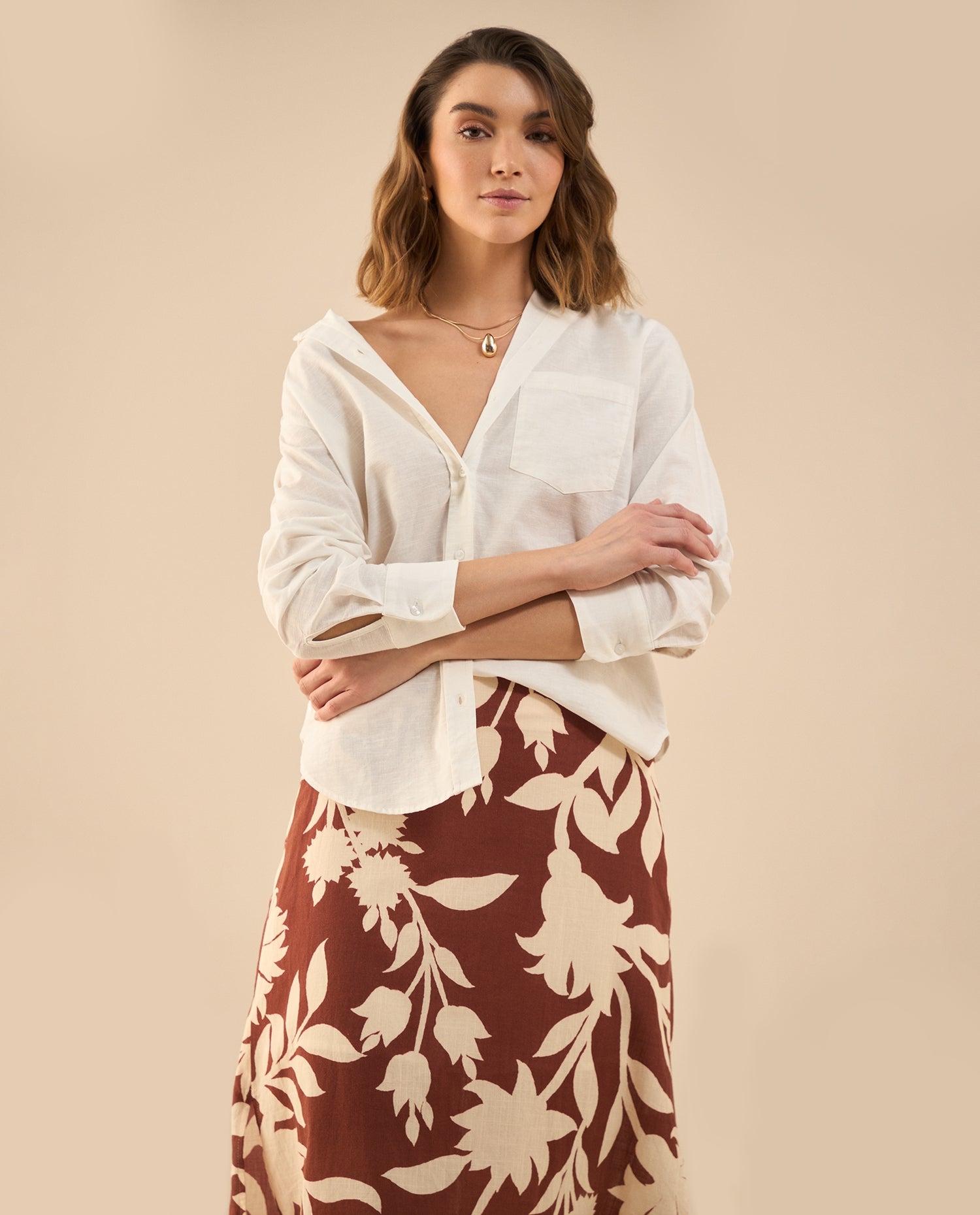 Camisa manga larga para mujer - Crudo