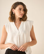 Camisa de diseño cerrado para mujer - Blanco
