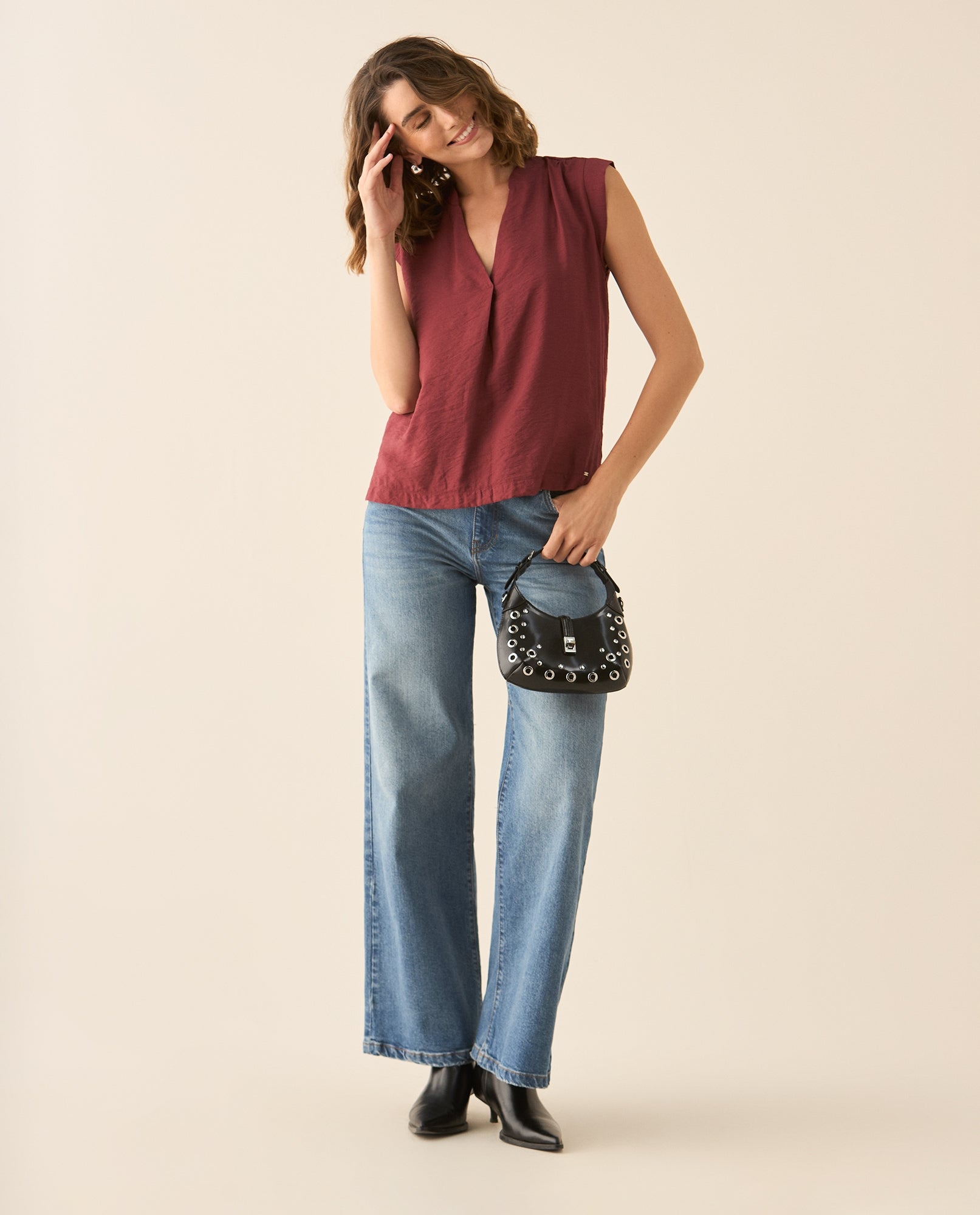 Camisa de diseño cerrado para mujer - Rojo 34_113G002_ROJ191531_5
