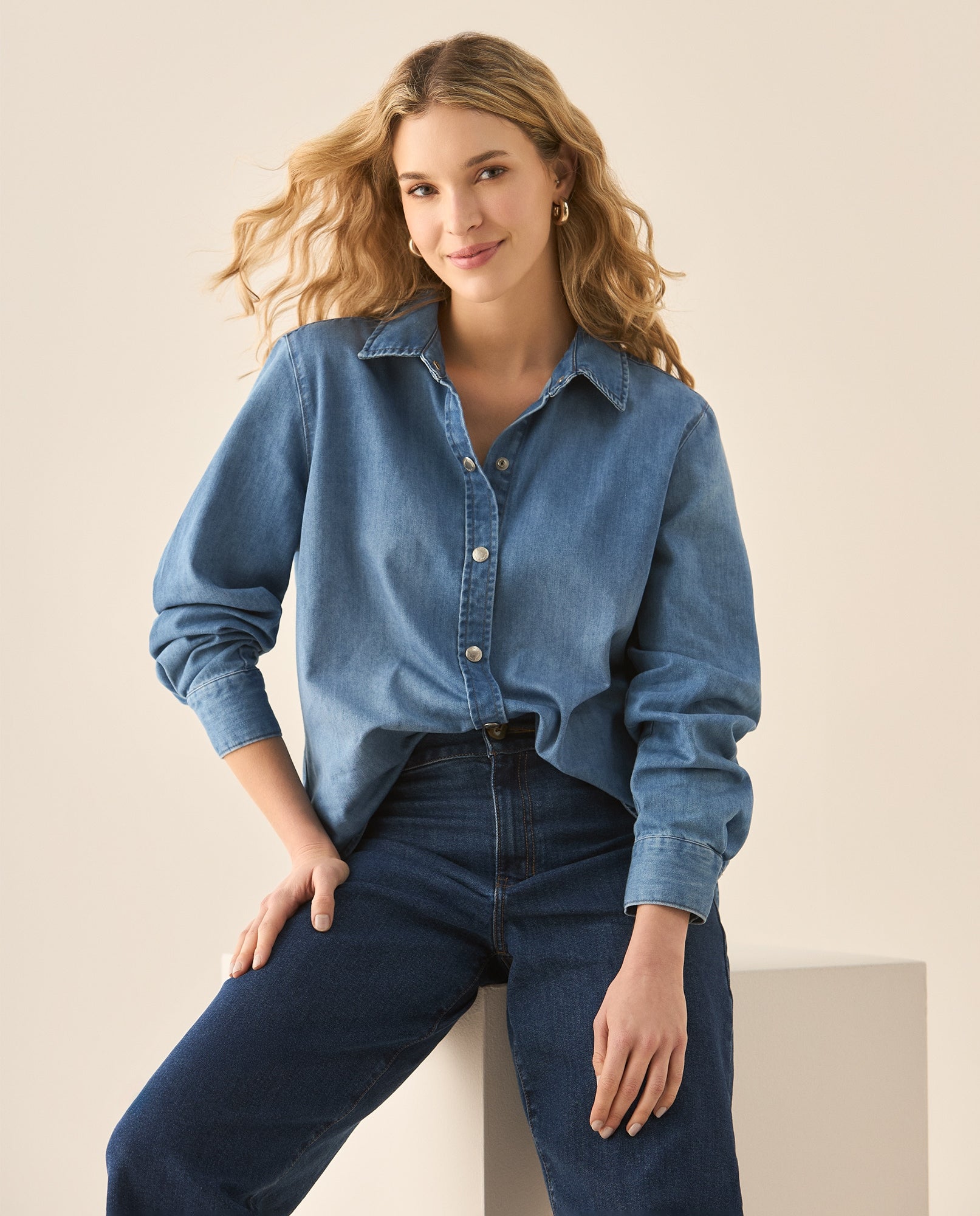 Camisa manga larga para mujer - Azul 34_113G003_AZU174027_3