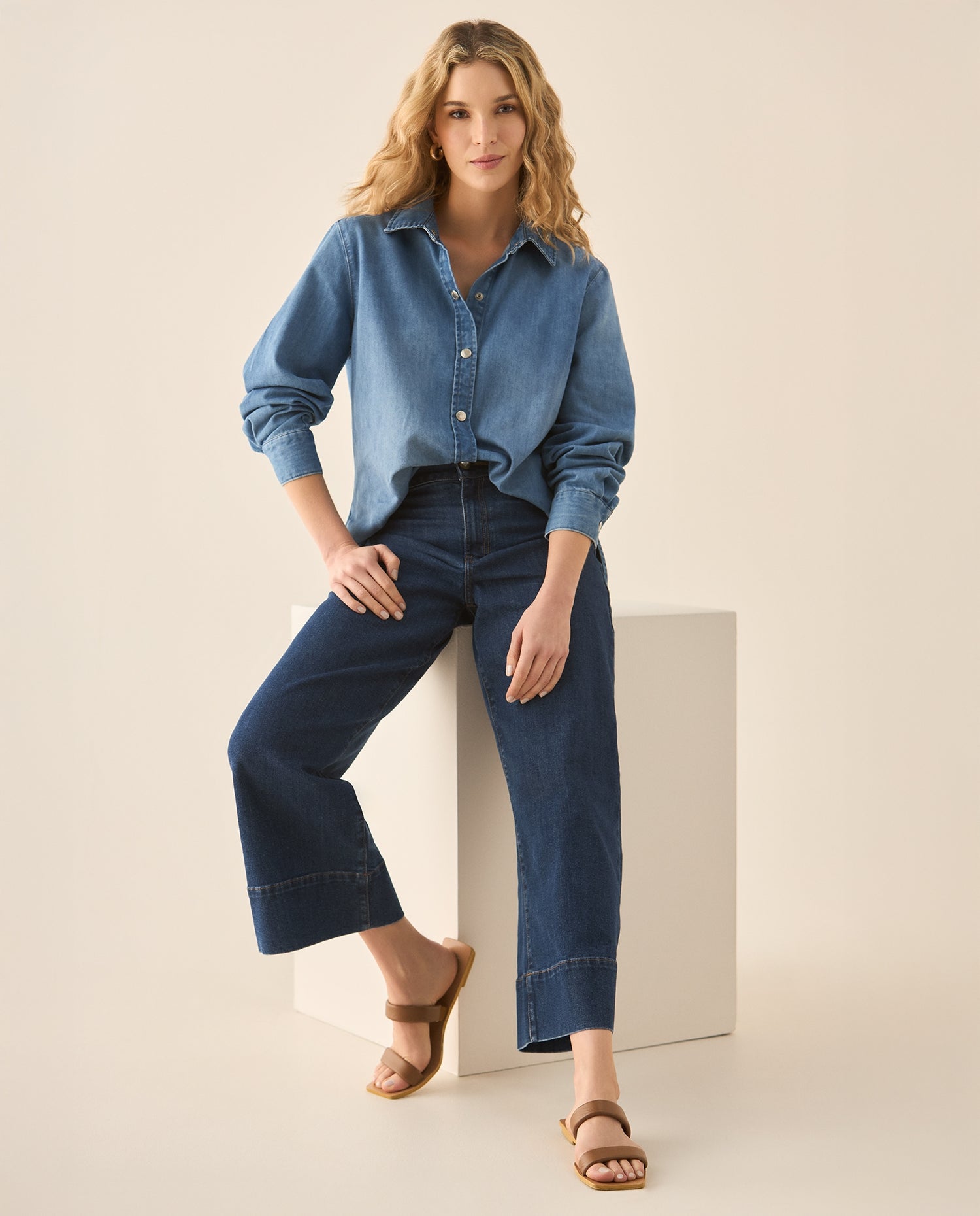 Camisa manga larga para mujer - Azul
