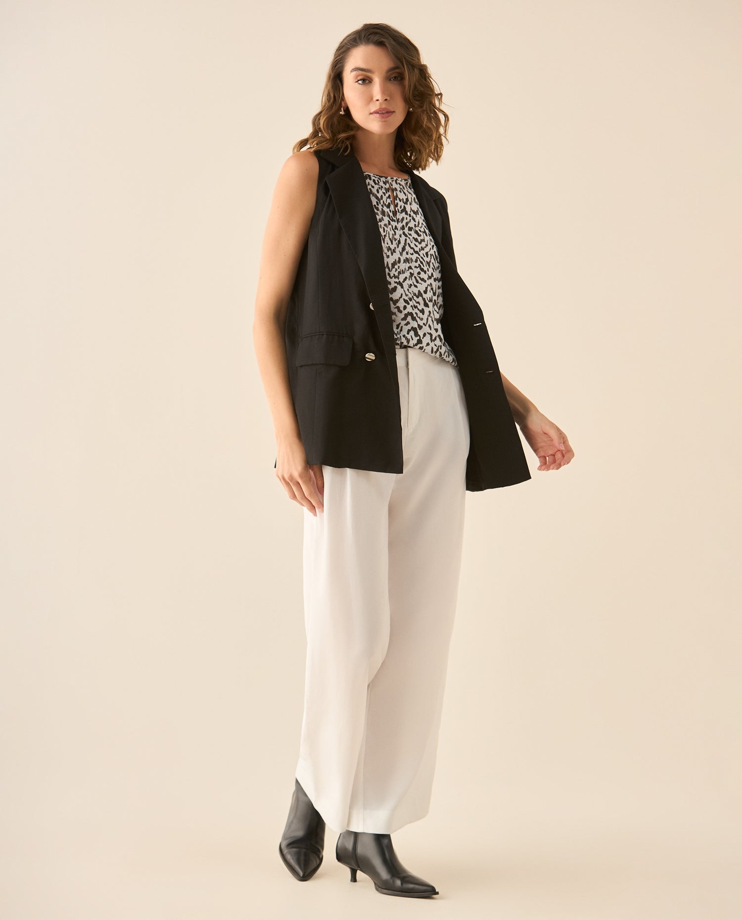 Camisa de animal print para mujer - Blanco