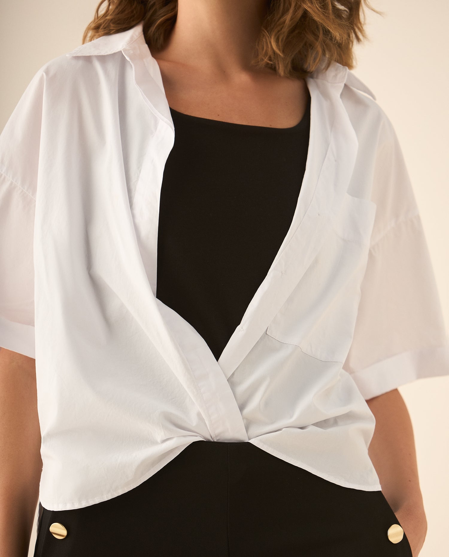 Camisa clásica manga larga 3/4 para mujer - Blanco