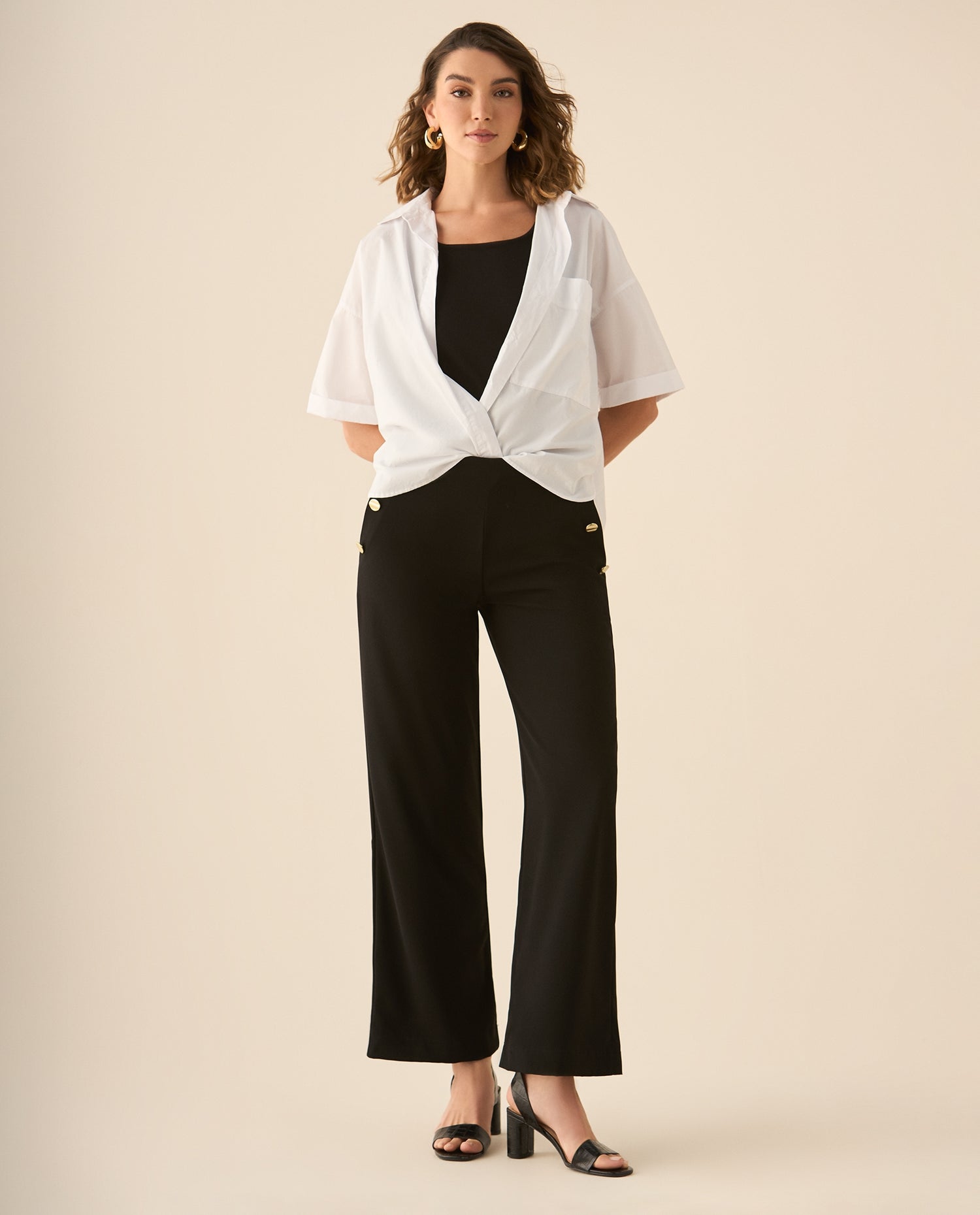 Camisa clásica manga larga 3/4 para mujer - Blanco