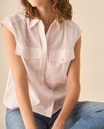 Camisa a rayas manga sisa para mujer - Rosa