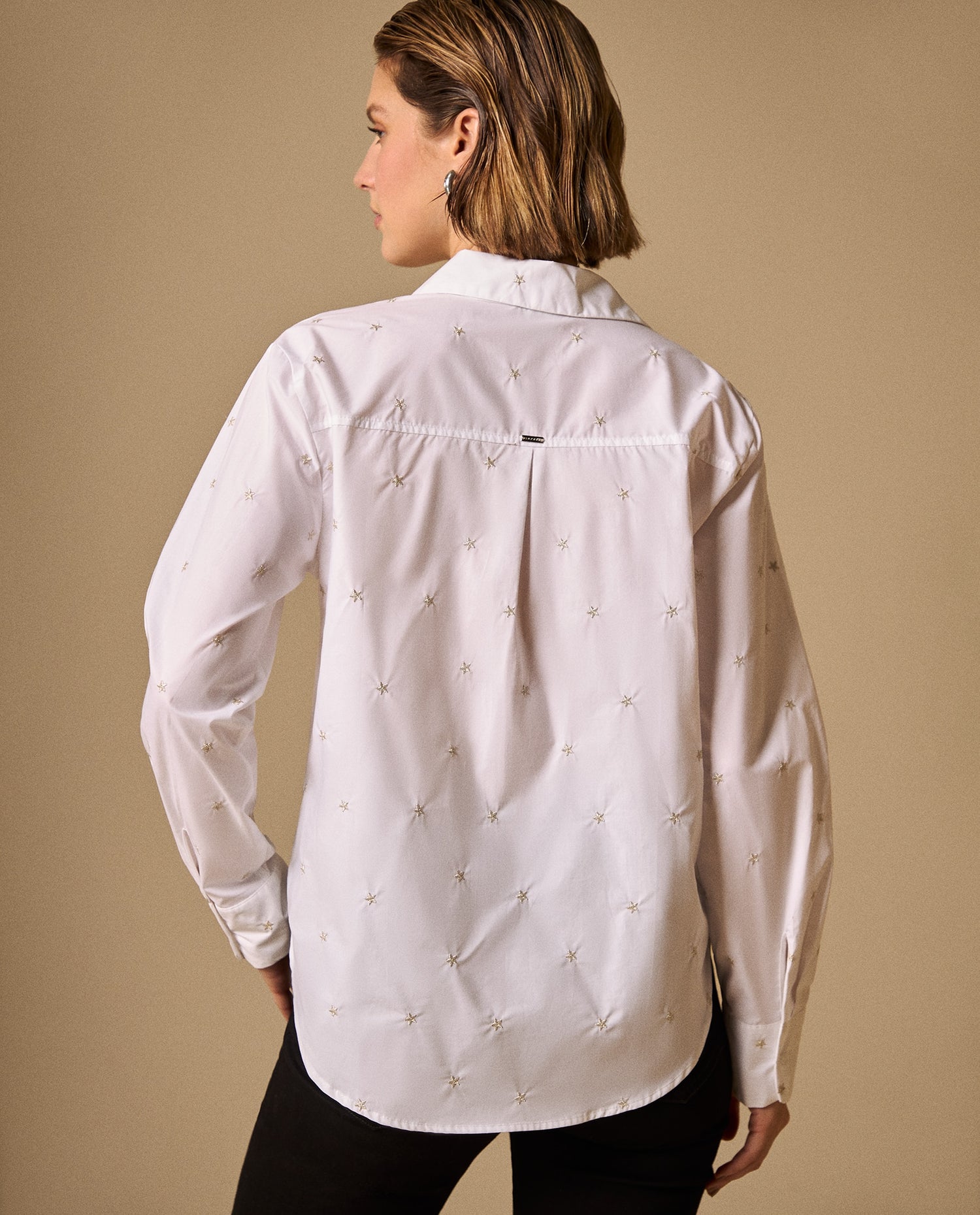 Camisa Manga Larga Bordada - Blanco