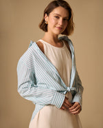 Camisa Rayas con Bordados en Puños - Verde