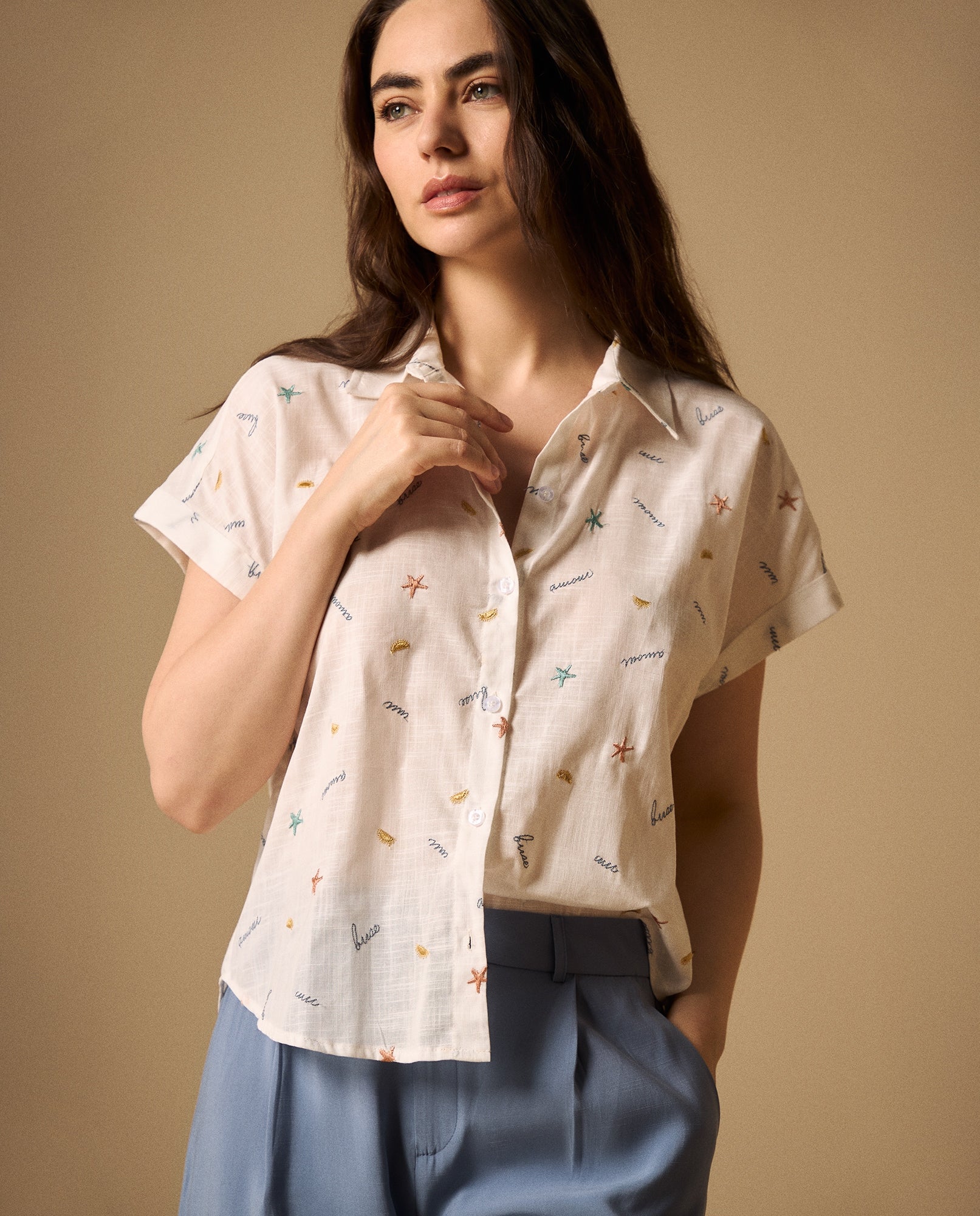 Camisa con Estampado de Palabras - Crudo 34_119G012_CRU114201_0