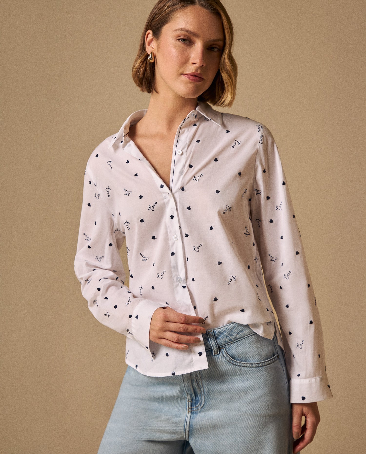 Camisa con Estampado Love Romántico - Blanco