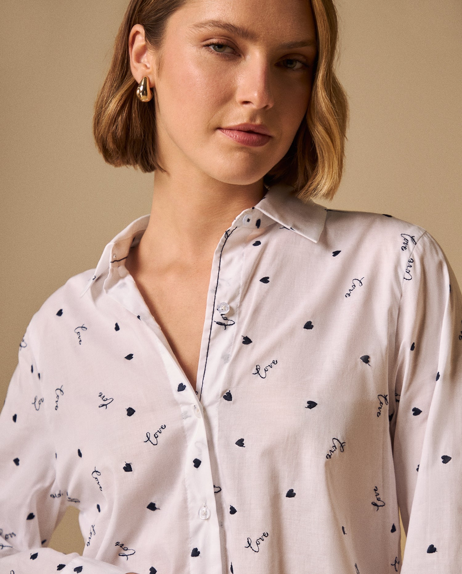 Camisa con Estampado Love Romántico - Blanco