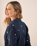 Camisa con Bordados Florales Azules - Azul