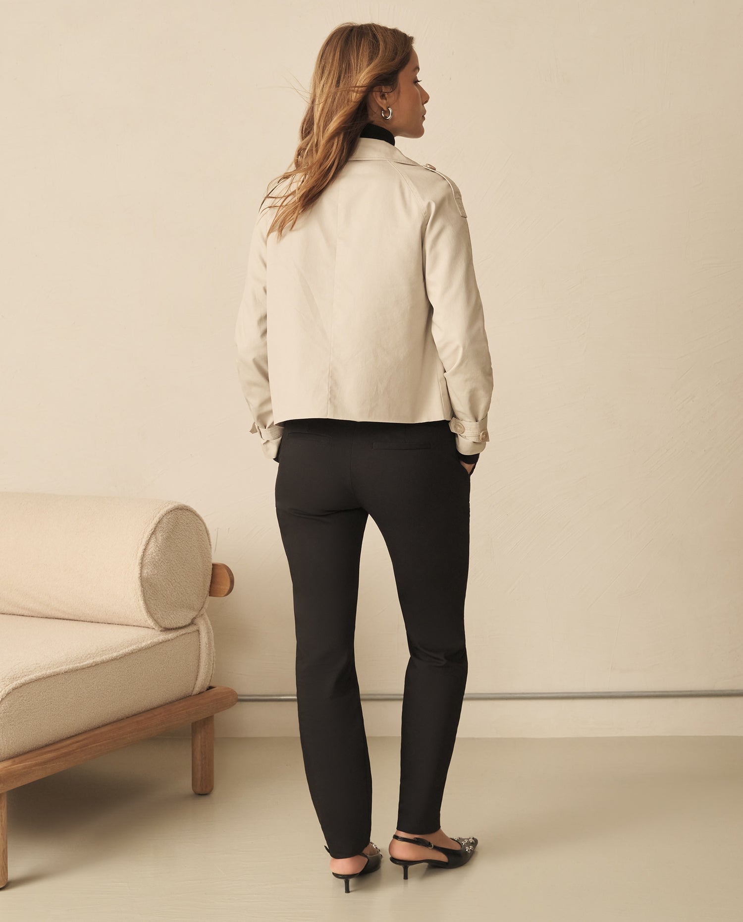 Chaqueta con cuello de solapa para mujer - Beige