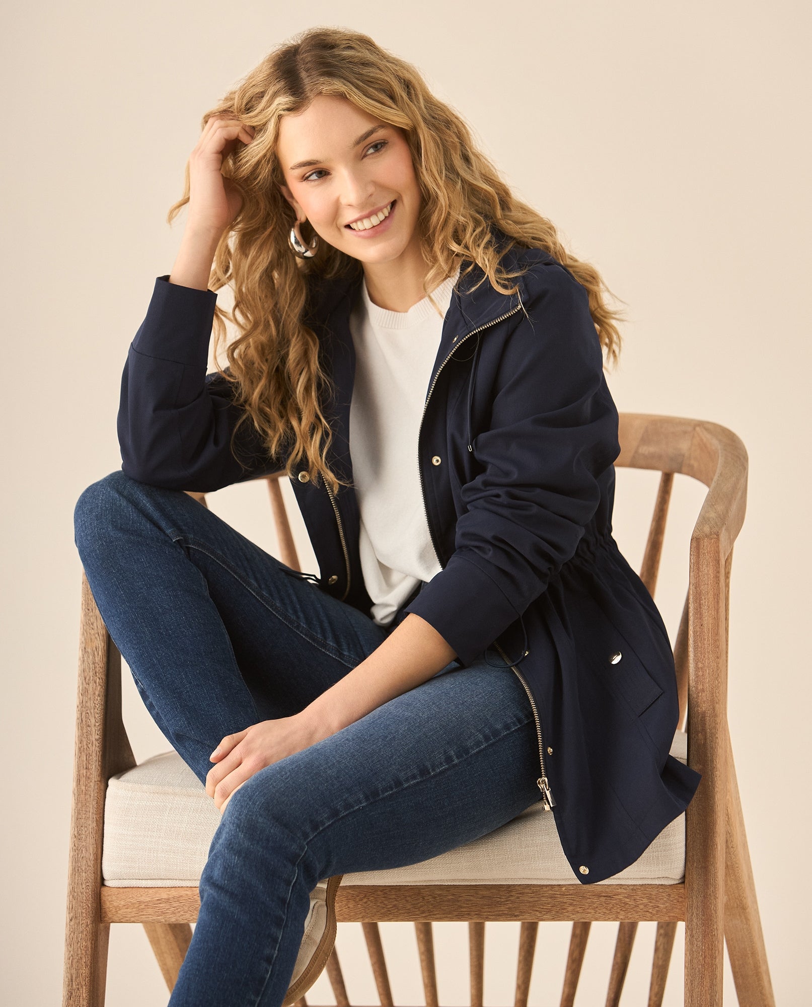Chaqueta con capucha para mujer - Azul 34_120G919_AZU184022_0