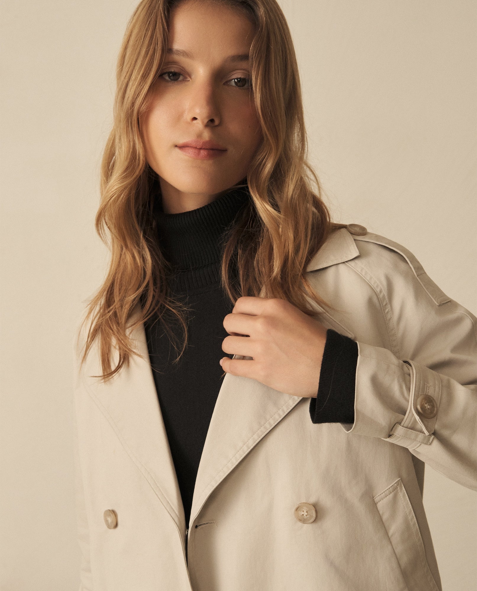 Chaqueta con cuello de solapa para mujer - Beige 34_120G920_BEI151216_0