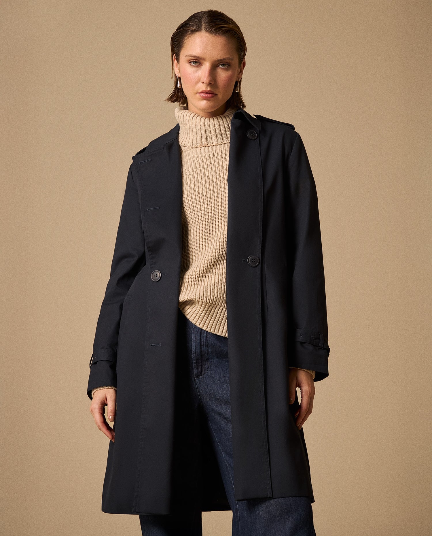 Trench Azul Bahía con Cinturón Ajustable - Azul