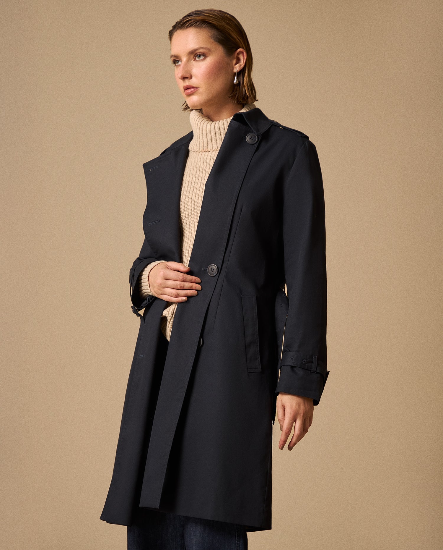 Trench Azul Bahía con Cinturón Ajustable - Azul