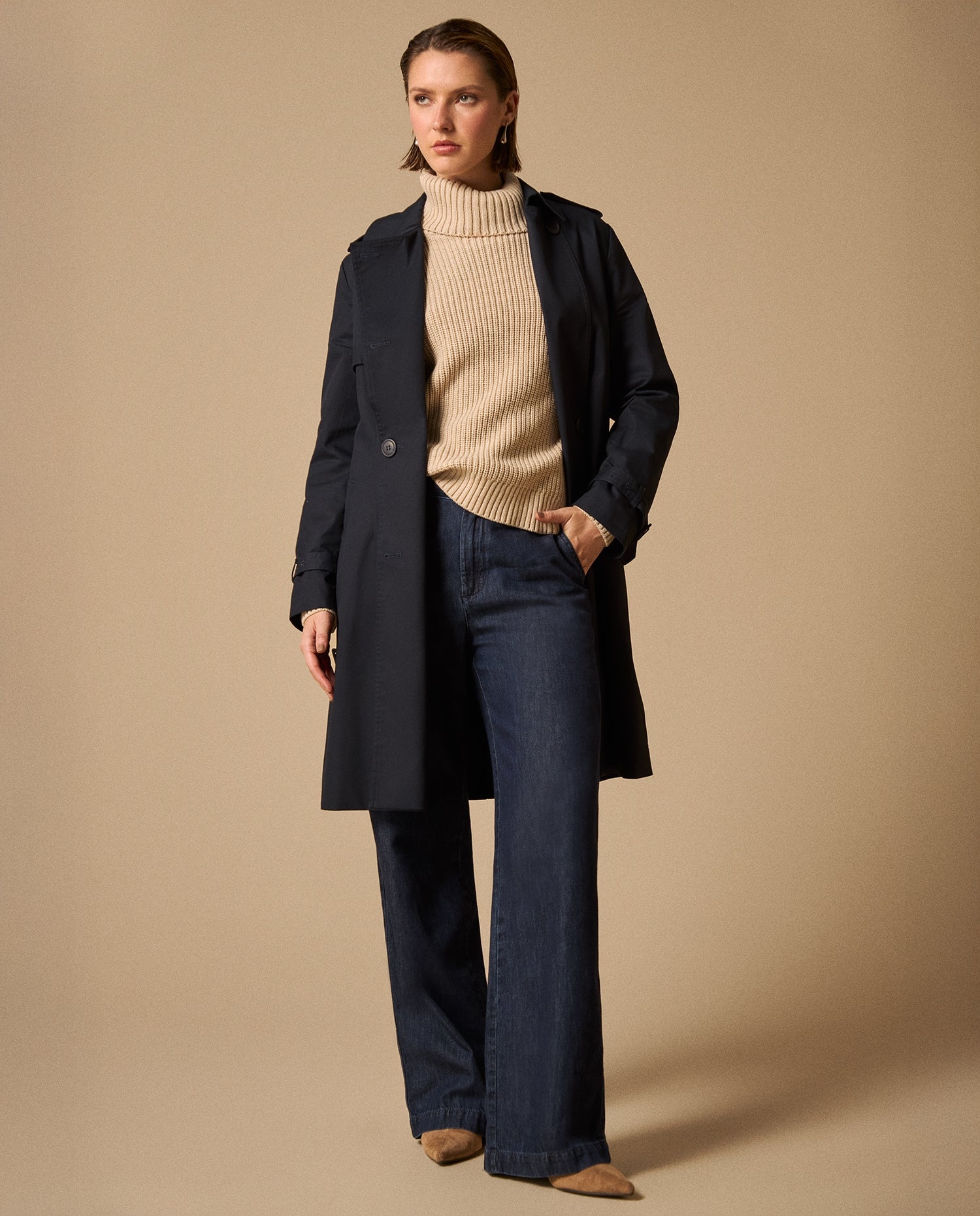 Trench Azul Bahía con Cinturón Ajustable - Azul