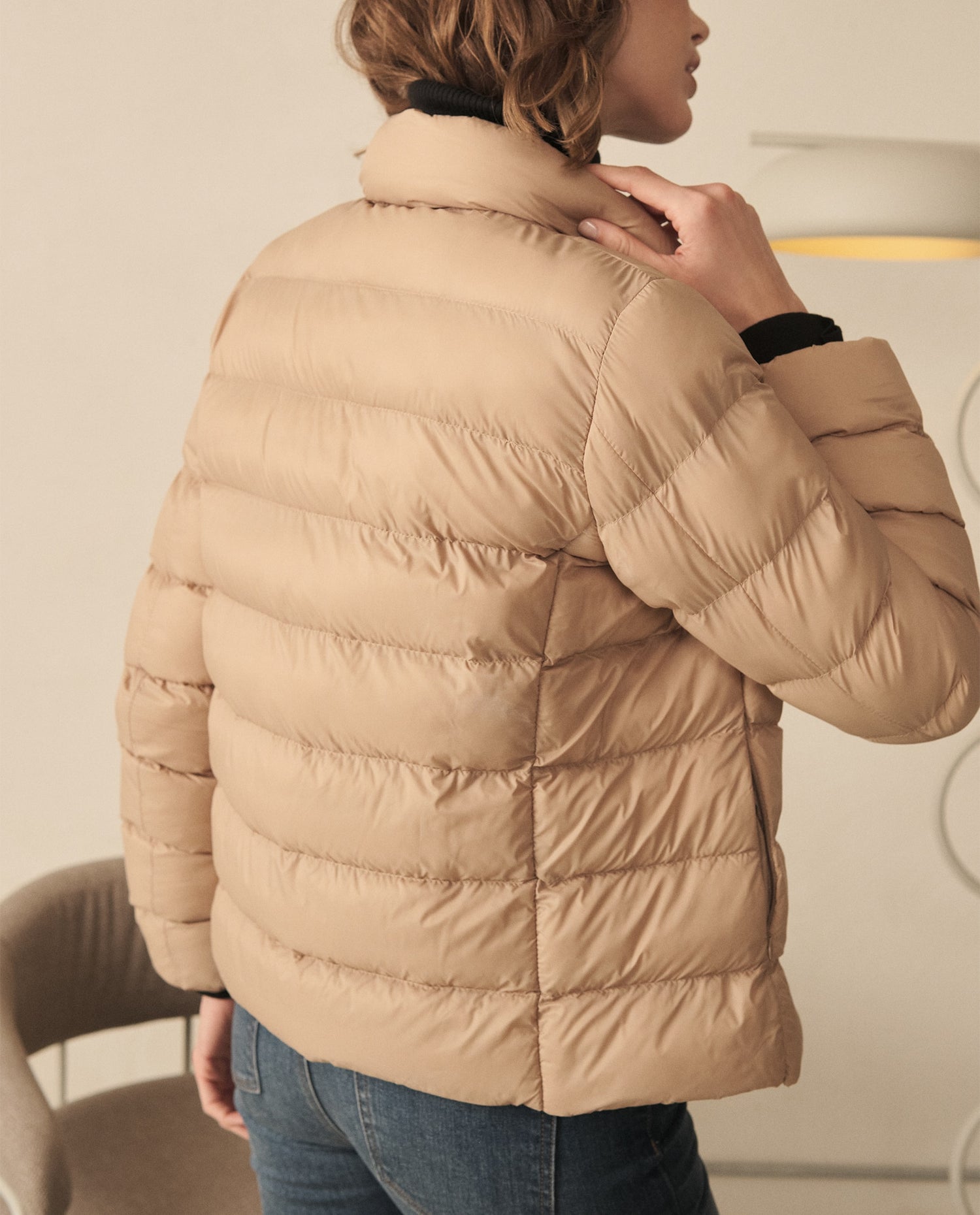 Chaqueta abullonada para mujer - Café