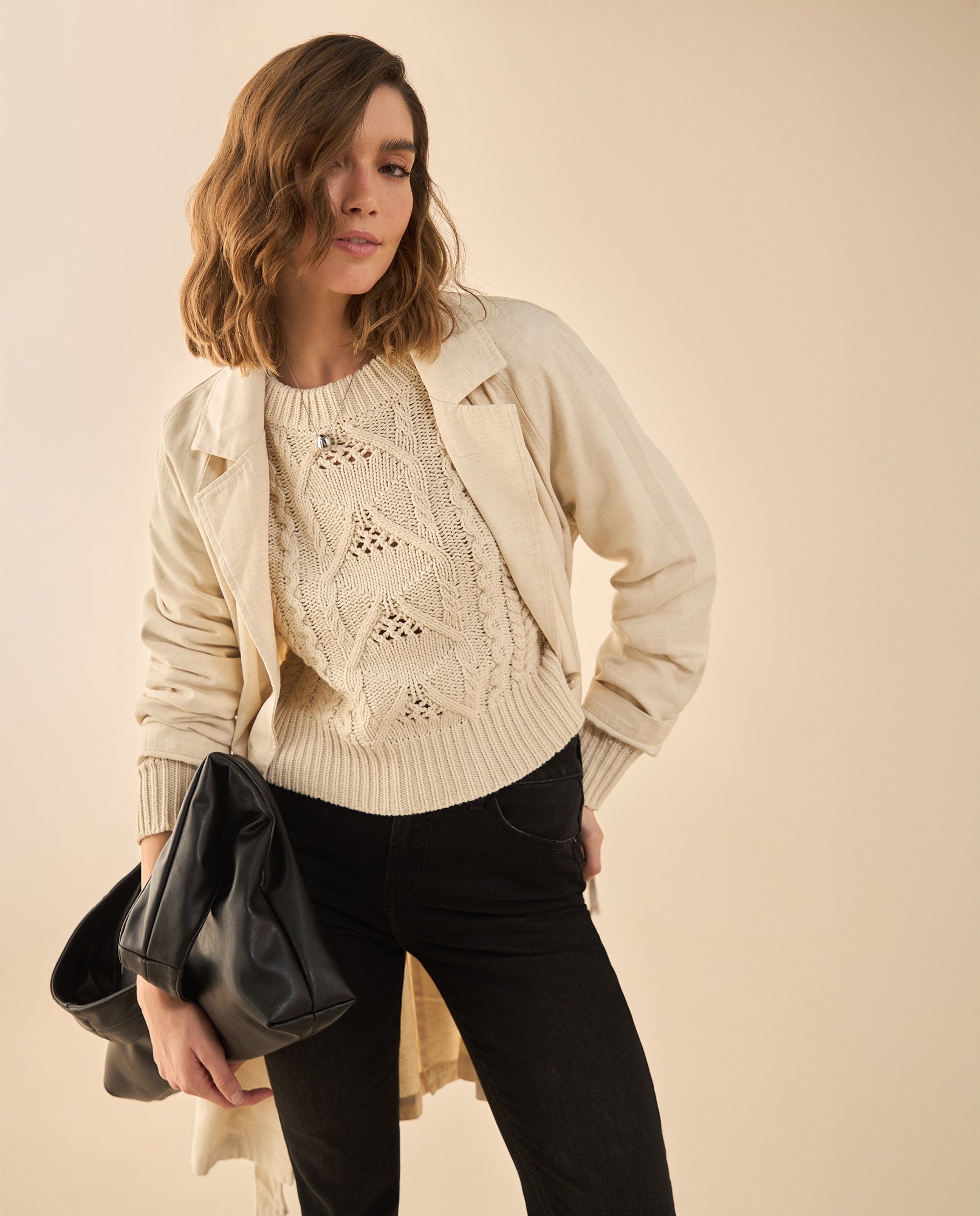 Chaqueta tipo abrigo para mujer - Blanco 34_121G002_BLA110601_0