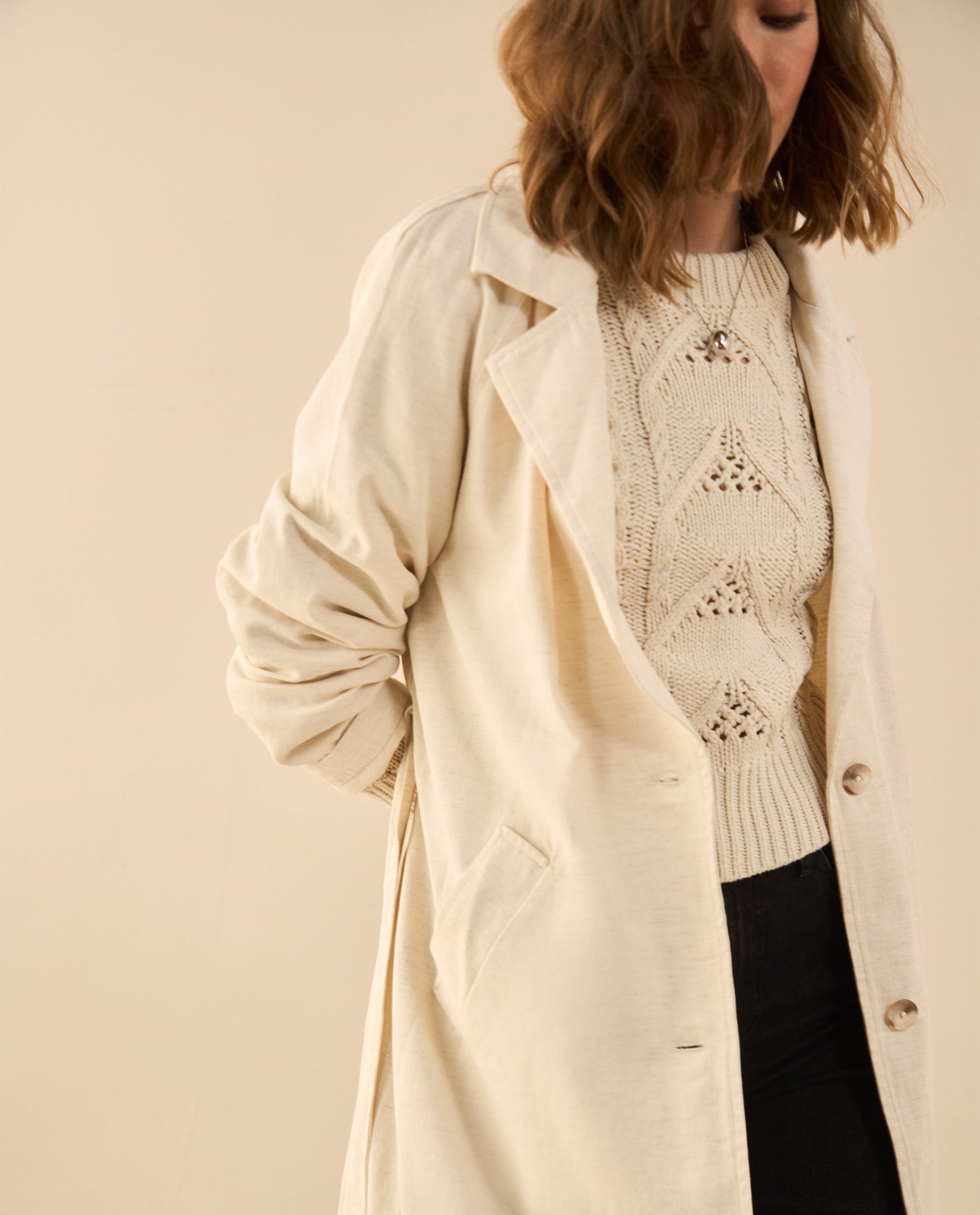 Chaqueta tipo abrigo para mujer - Blanco 34_121G002_BLA110601_3