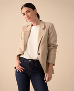 Blazer elegante de cuello solapa para mujer - Beige