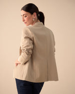 Blazer elegante de cuello solapa para mujer - Beige