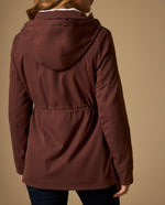 Chaqueta con capucha y ajuste en cintura - Café