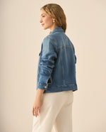 Chaqueta tipo Trucker en denim para mujer - Azul