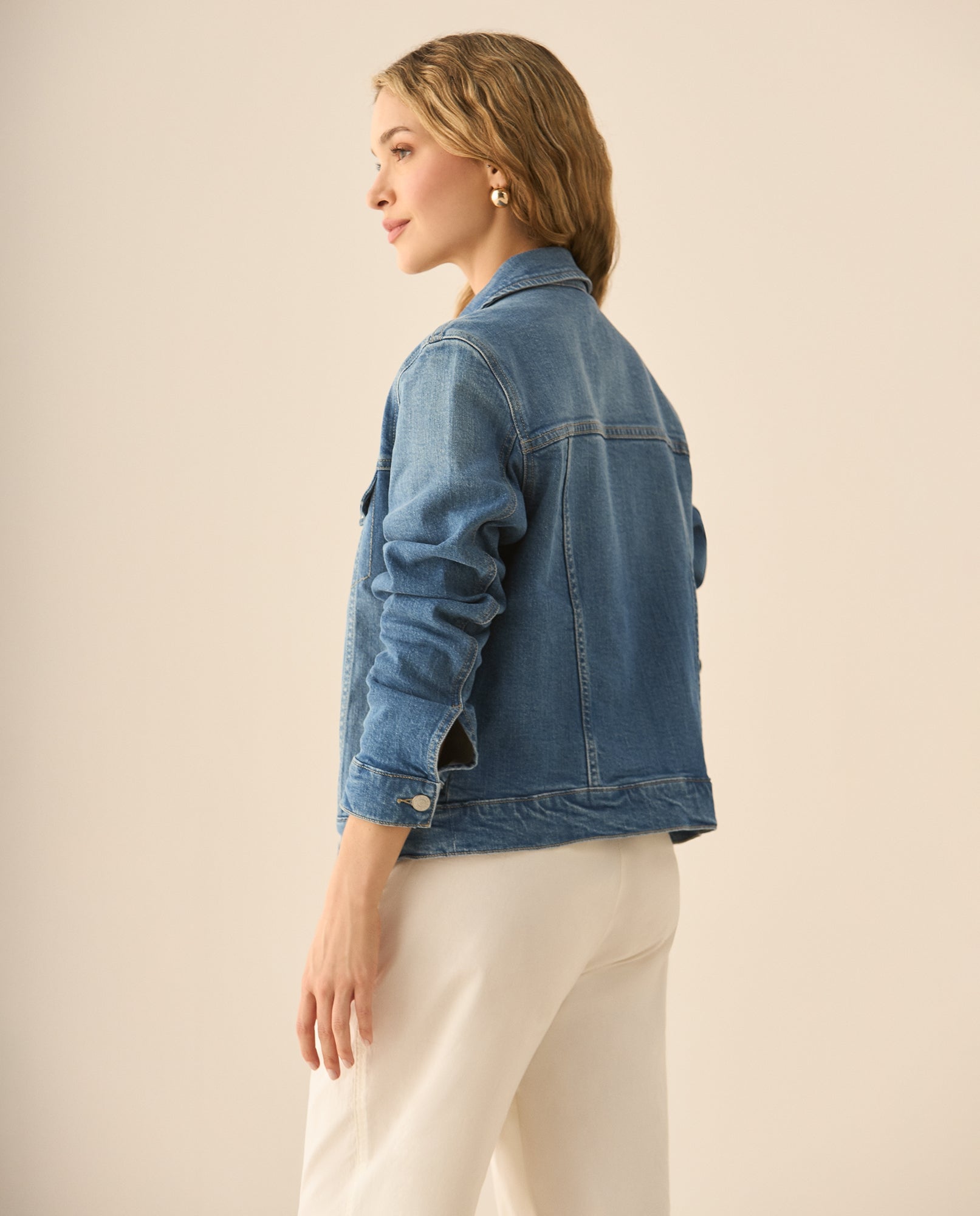 Chaqueta tipo Trucker en denim para mujer - Azul 34_123G003_AZU164019_4