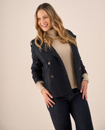 Trench Marrón con Doble Botonadura - Azul