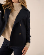 Trench Marrón con Doble Botonadura - Azul