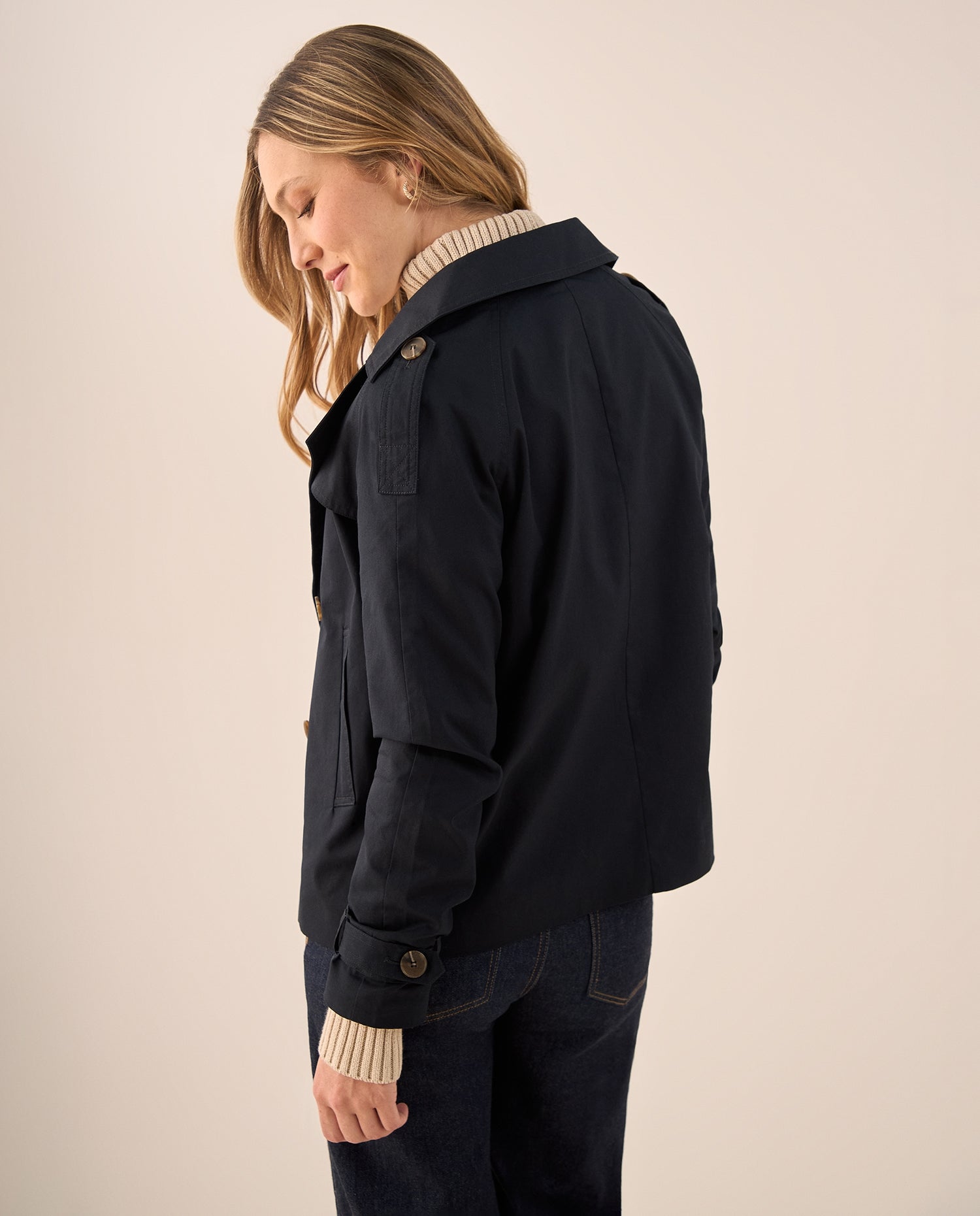 Trench Marrón con Doble Botonadura - Azul