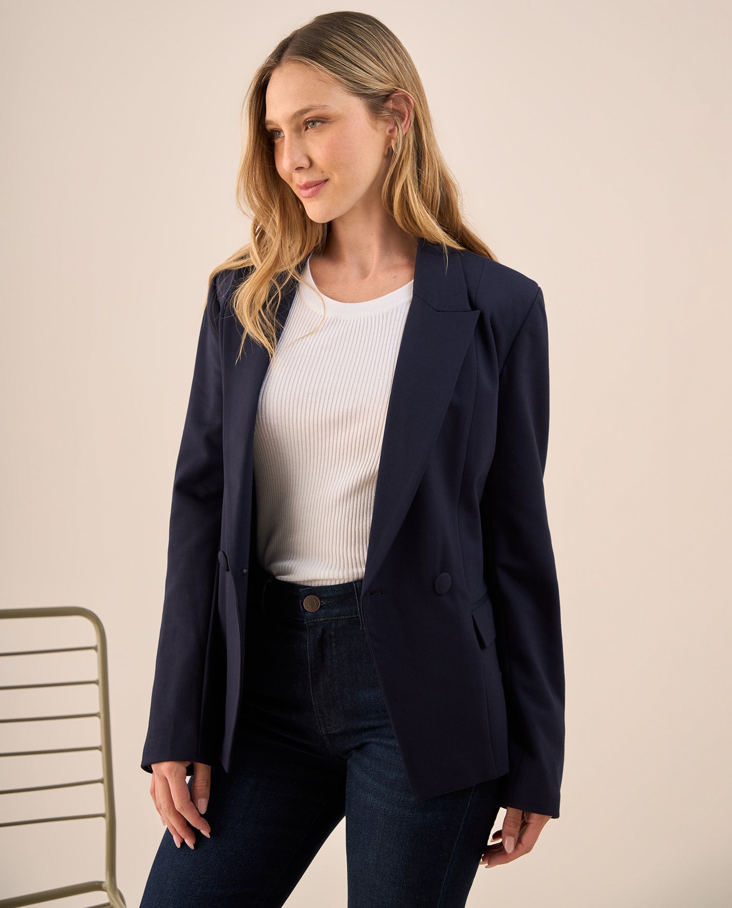 Blazer Azul Oscuro con Forro Interior - Azul